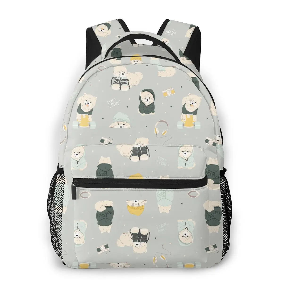 

Women Backpack Kids School Bag for Teenage Girls Pomeranian Grey Pattern Female Laptop Notebook Bagpack Travel Back Pack 2021