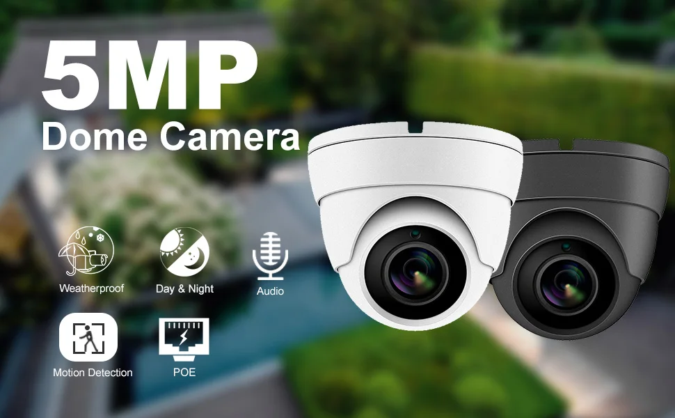 UniLook(Hikvision совместимый) 5 Мп купольная POE ip-камера с аудио домашней/наружной безопасности ночного видения IR 30 м IP66 ONVIF H.265