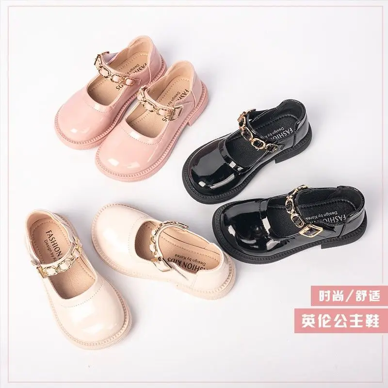 Zapatos de piel sint&eacute;tica para ni&ntilde;as, calzado de princesa coreana, zapatos universitarios de suela suave, para estudiantes, primavera y oto&ntilde;o-0