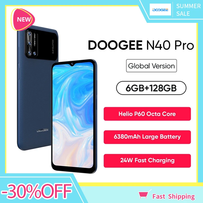 Смартфон Doogee N40 Pro 6 5 дюйма + 128 ГБ 20 МП 6380 мАч 24 Вт|Смартфоны| |