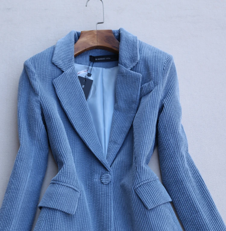 Женские костюмы корейский стиль 2020 Вельветовые женские брюки куртка