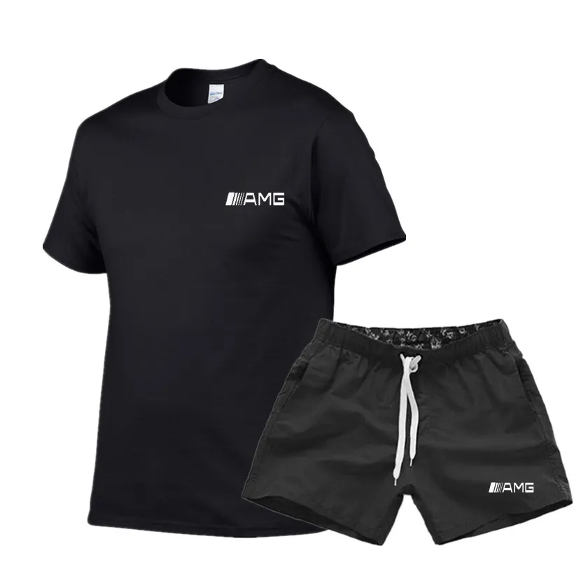 

2021 Summer New Men Shorts Sets Short Sleeve T Shirt +Shorts Solid Male Tracksuit Set Men's Brand Clothing Quick Drying Shorts