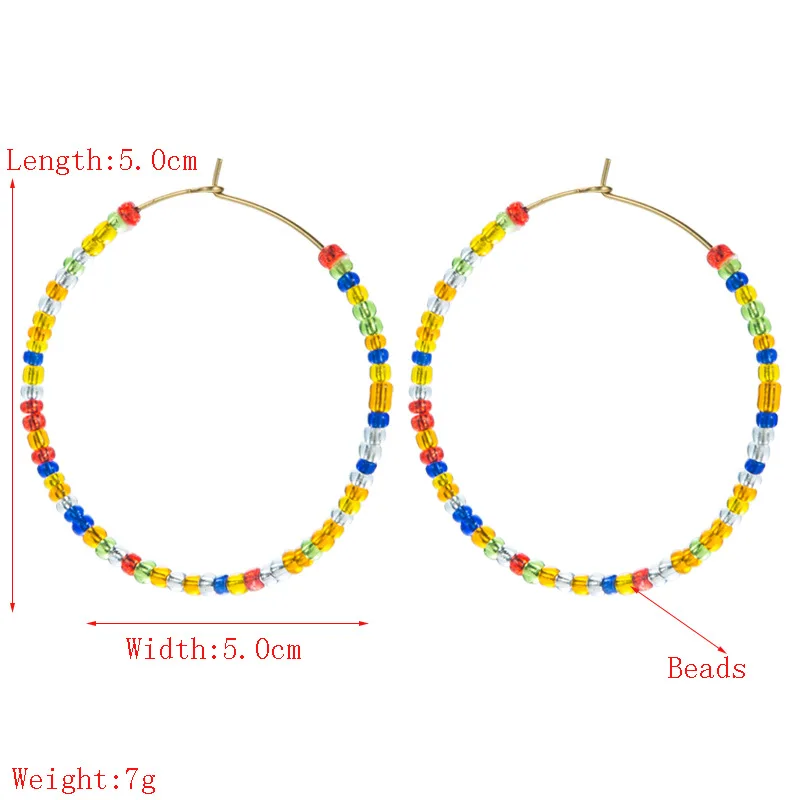 

Big Hoop Handmade Beaded Round Circle Earrings for Women Female Vacation Beach Bohemia Loop Earrings Accessories Boho Gift