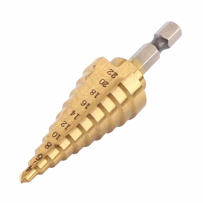 

4-22MM HSS Hex Titanium Cone Drill Bit Hole Cutter For Sheet High Speed Steel Woodworking Wood Metal Drilling Power Tools