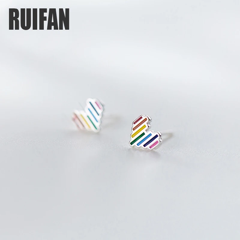 Маленькие серьги Ruifan в форме сердца для женщин и девушек корейские милые