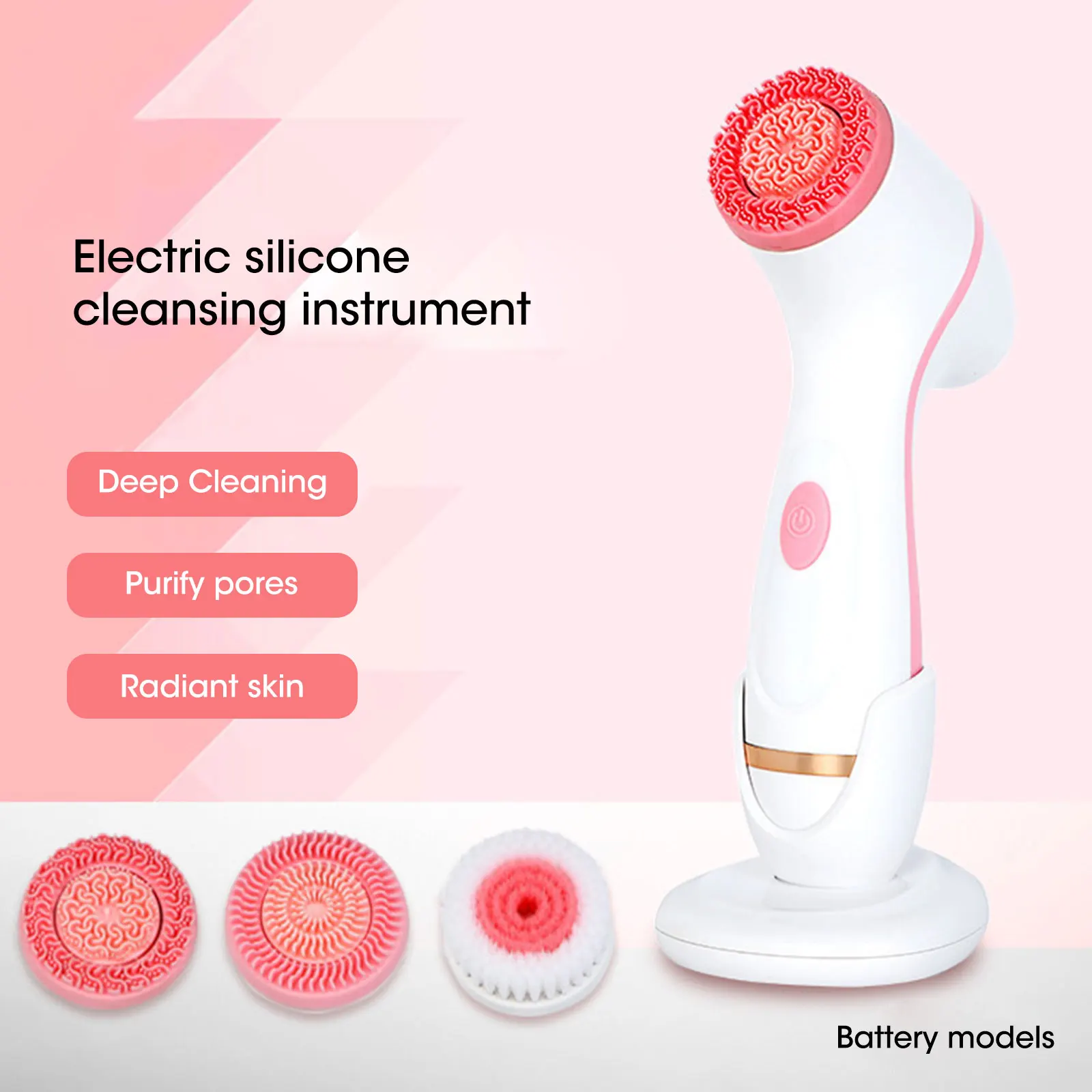 

3 In 1 Electric Facial Cleansing Brush Sonic Rotating Face Brush Deep Cleaning Skin Exfoliation Waterproof Facial Massager