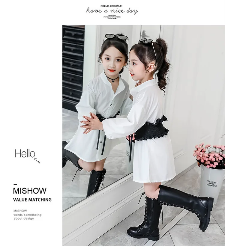 Детская одежда осенняя длинная рубашка для девочек юбка новинка 2019 с зарубежным