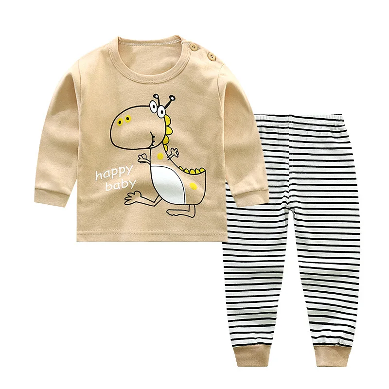 Новинка 2020 Детские хлопковые Пижамные комплекты для мальчиков Милая футболка с