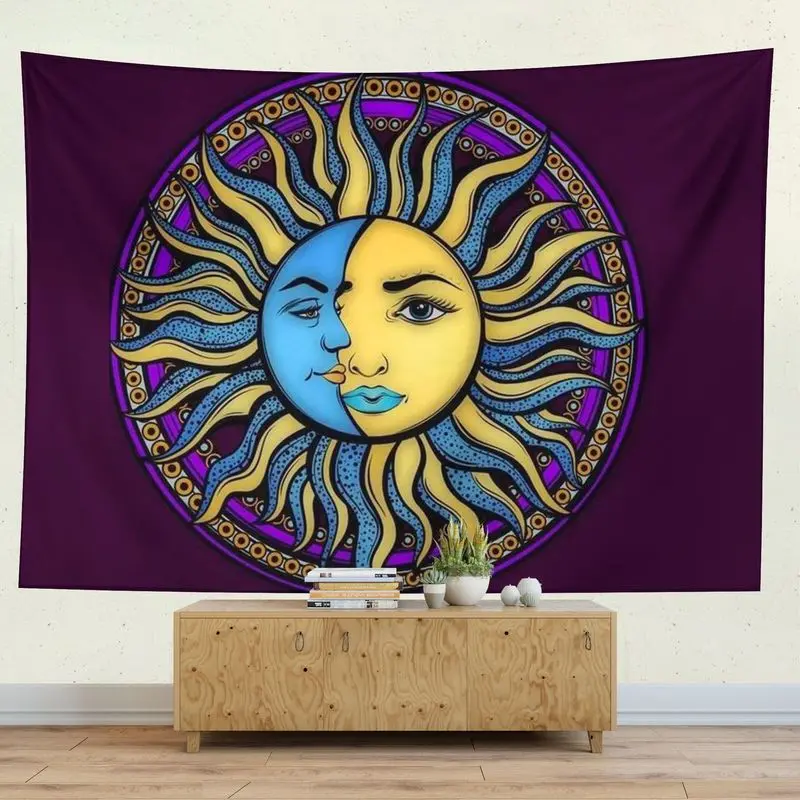 Гобелен с изображением мандалы и солнца Настенный декор в стиле бохо астрология