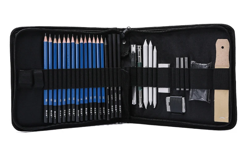 Professional Art Set 32 PCS Drawing and Sketching Set Drawing Sketching Charcoal Pencils. Kneaded Eraser. Art Kit for Kids Teens