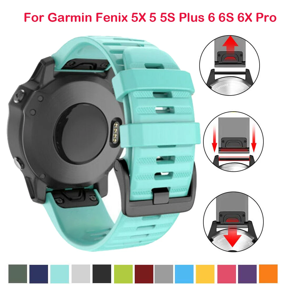 26 22 20 мм ремешок для часов Garmin Fenix 5X 5 5S Plus 3 3HR Forerunner 935 6 6S 6X Pro Quick Release Silicone Easy fit
