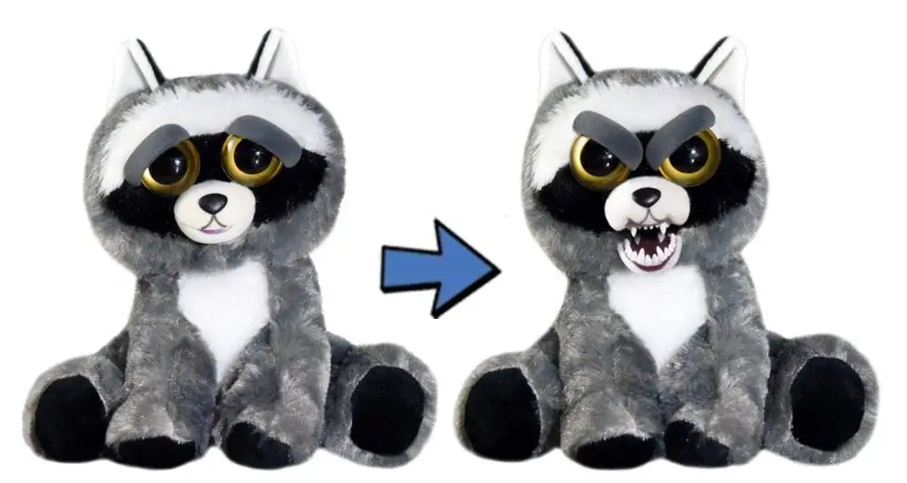 Raccoon Growl Веселые Домашние животные, меняющие лицо, единорог, мягкие игрушки для детей, плюшевый дракон, сердитые животные, кукла панда - Цвет: Raccoon Growl