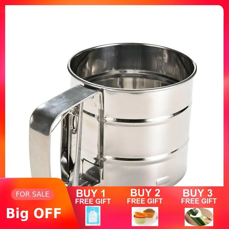 

New Sieve Stainless Steel Flour Sieve Cup Type Kitchen Accessories Semi-Automatic Dessert Tools Pastry Tools Bakeware
