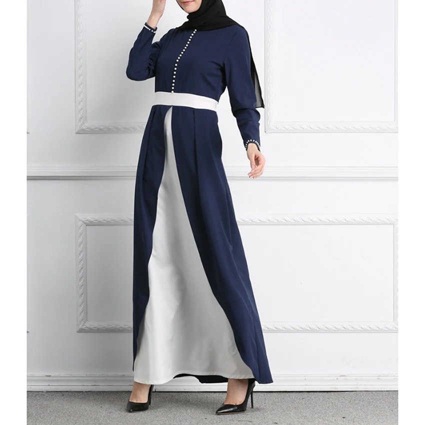 Fashion Patchwork Dubai Gaun Pesta untuk Wanita Muslim Eid Pakaian Indonesia Melayu Arab Wanita Islam Elegan Maxi Gaun Pakaian