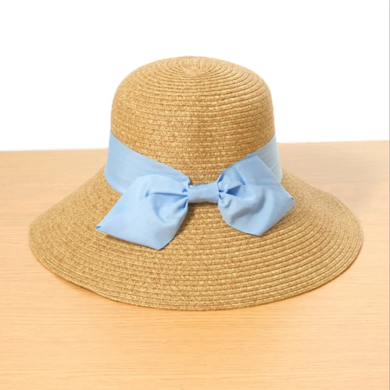 Женская соломенная шляпа с бантом летняя складная защитой от солнца | Аксессуары