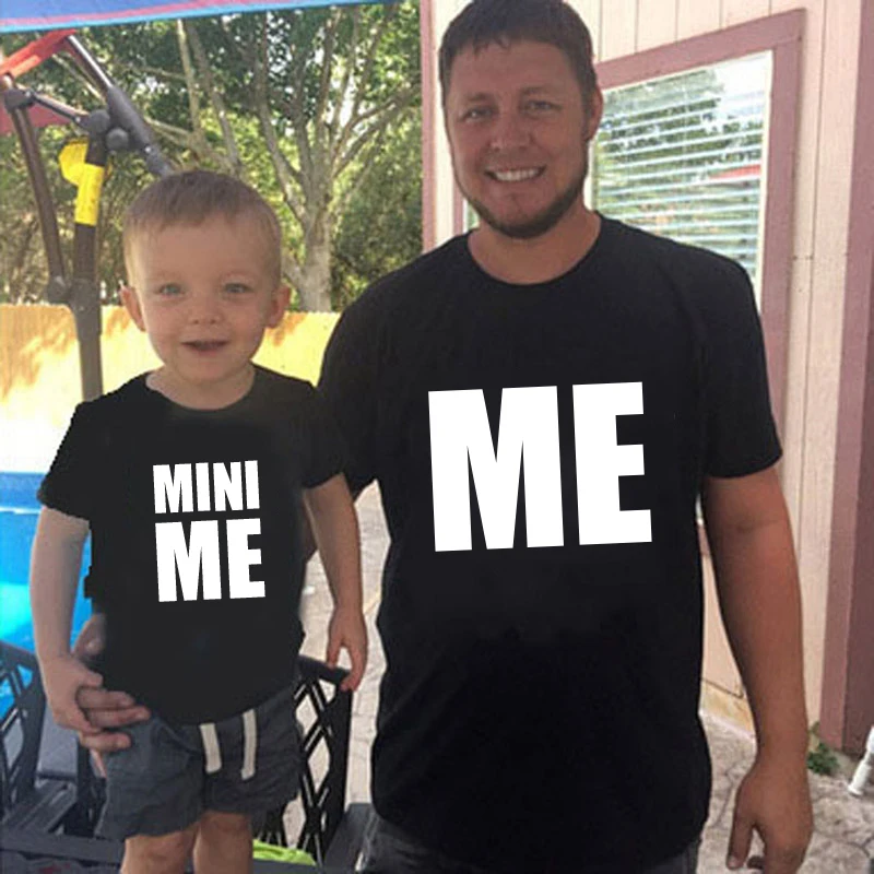 ME and MINI me Little print t-shirt Family Matching Clothes Father Son Kids daddy Baby boy Look t shirts | Мать и ребенок