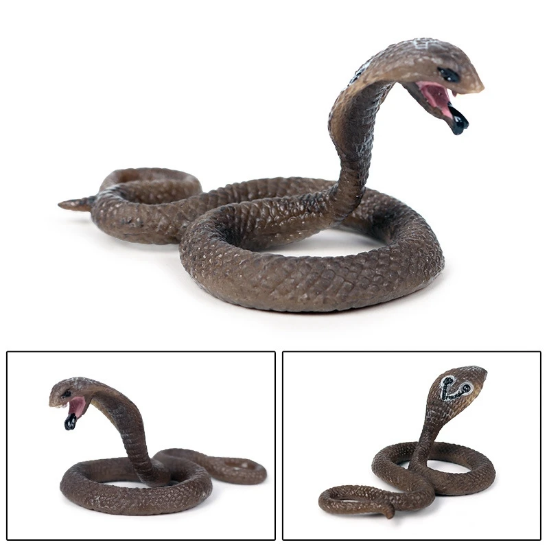 Solid Simulation Wildlife Snake Toy King Cobra Small Model Amphibian Reptile Decoration |