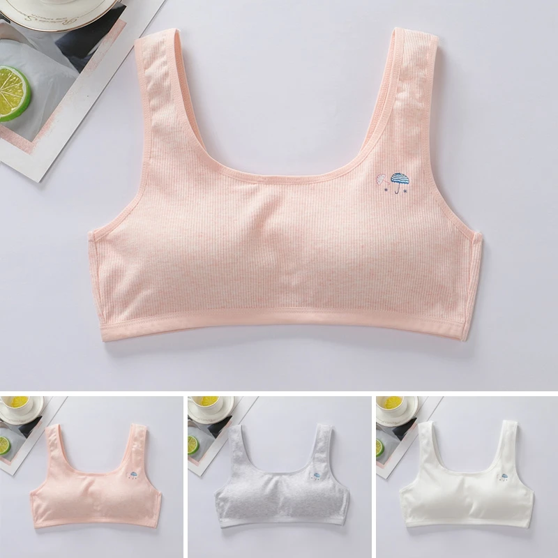 

Girls Training Bra Cotton Teen Sport Vest Students Breathable Underwear Puberty Adolescent Wireless Bra for Teenager 9-16T