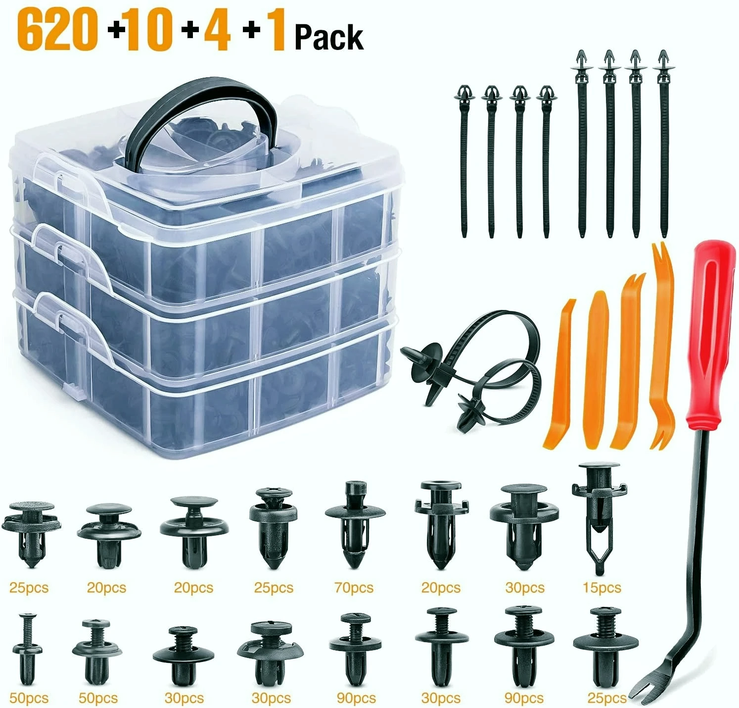 

620 Pieces Of Car Clip Hybrid Fastener Door Trim Bumper Rivet Retainer Engine Cover Suitable For Fender Auto Parts