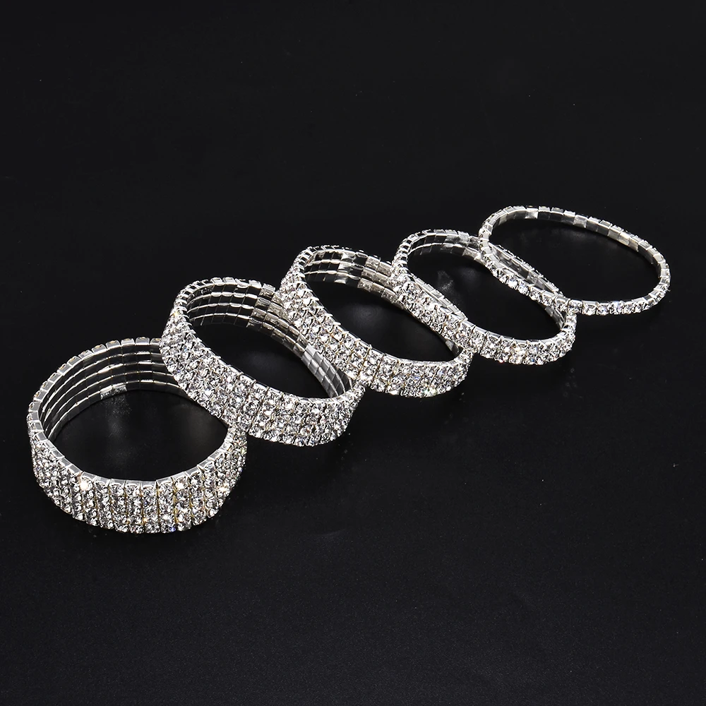 Высококачественный модный женский эластичный блестящий браслет со стразами для