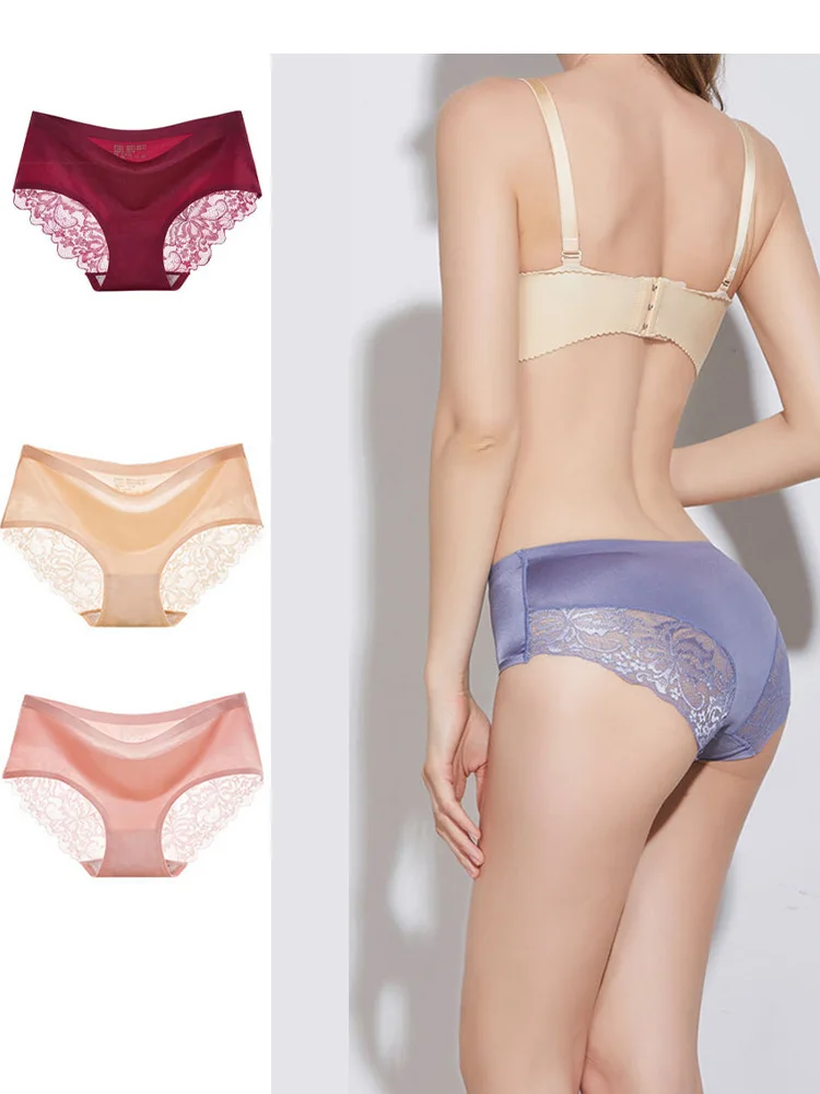

Соблазнительное кружевное нижнее белье, женское Бесшовное роскошное цельное нижнее белье из вискозы со средней талией, удобное дышащее сте...