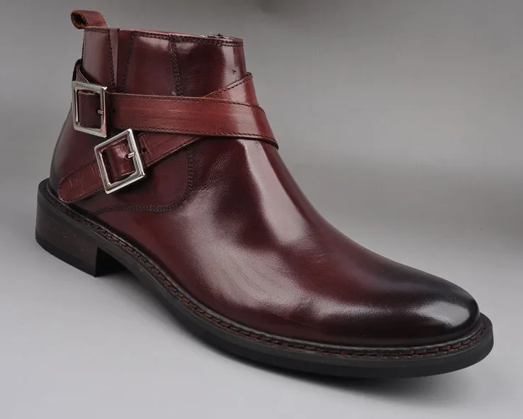 

QYFCIOUFU 2019 Men Boots Genuine Leather Handmade Fashion New Autumn Ankle Boots Buckle Gentleman Party Wedding Dress Boots