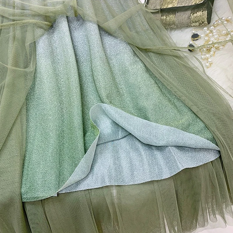 Женская плиссированная юбка TIGENA длинная из тюля макси с высокой талией для