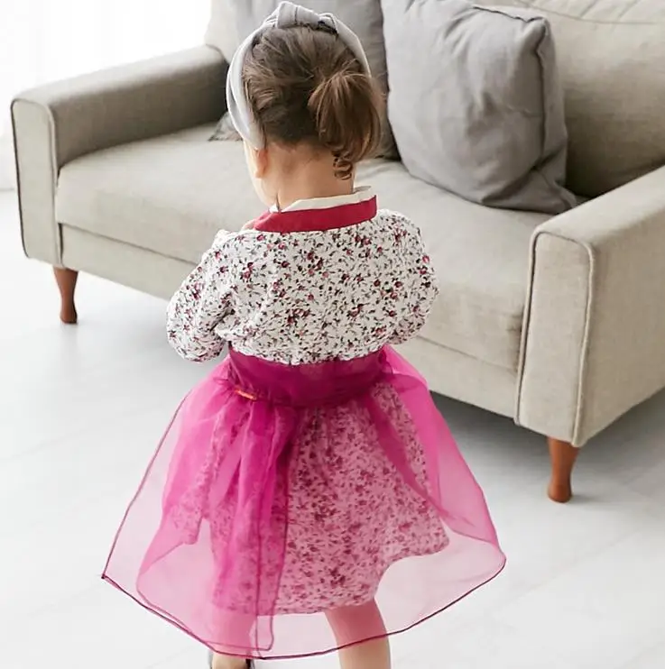 2PCS New Baby Girls Traditional Korean Hanbok Fashion Style Dress Cotton Long Sleeve Print 1-8 Years Old Child Asian Y2742 | Детская