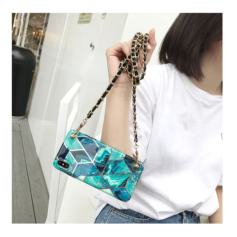 Unique Granite Marble Crossbody Cover Case with long strap chain For iPhone 11 PRO XS MAX XR X 8 7 6 plus Insta cool Gift | Мобильные