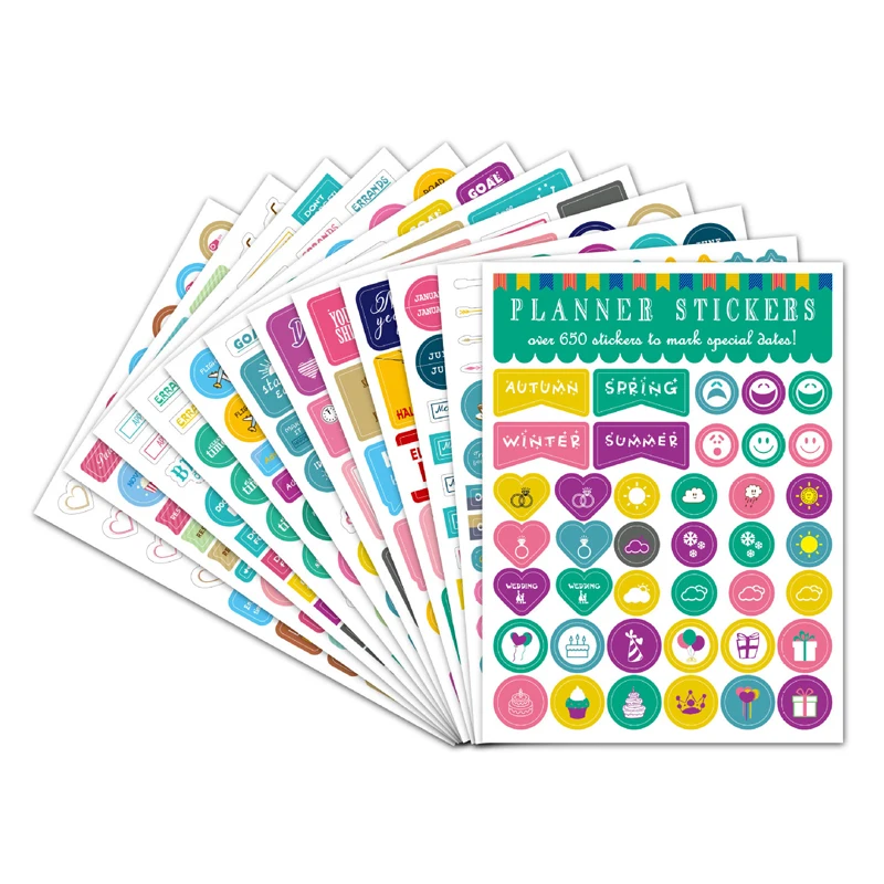 

Милые самодельные наклейки-планировщики для дневника, журнала, блокнотов, декоративные наклейки для скрапбукинга, канцелярские товары для студентов, офисные принадлежности