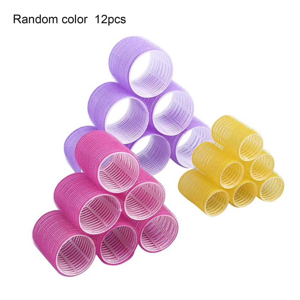 

12 Pcs Lazy Self-adhesive Curling Hairdressing Tool Deduction Various Hairstyles Curling Color Random