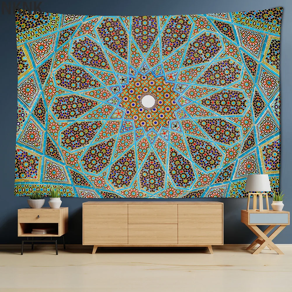 

3D Geometry Mandala Large Tapestry Wall Hnaging Boho Decor Polyester Hippie Sun Moon Carpets Dorm Decor Chakra