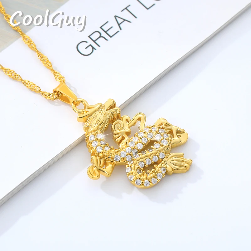 Ювелирные изделия в стиле панк 2020 ожерелье с кулоном виде дракона фианитами для