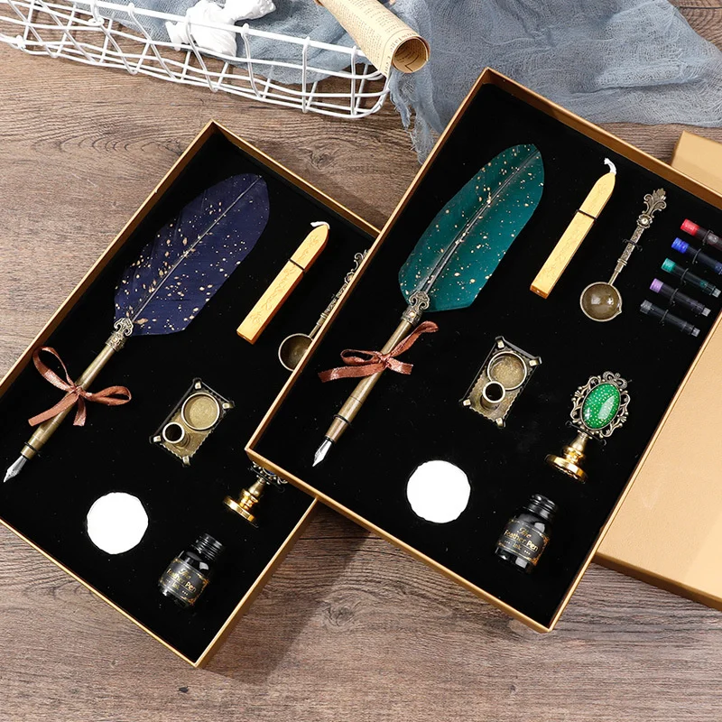 Винтажные наборы ручек с перьями новинка разбрызгиваемый карандаш золотыми