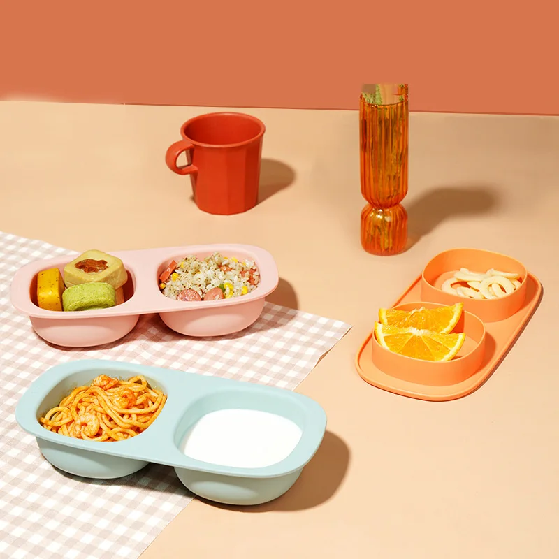 

Health Silicone Sucker Bowl Plate Cover Solid Food Self Feeding for Kids Children Deformable Anti-fall Tableware Dishes Gift