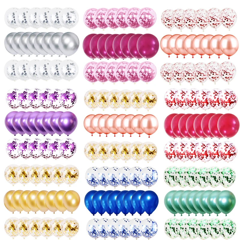 Набор латексных металлических мраморных шаров Globos с конфетти украшения для дня