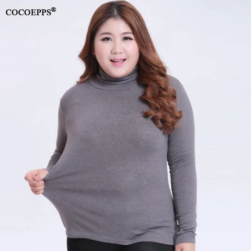 Женская зимняя хлопковая водолазка с высоким воротником большого