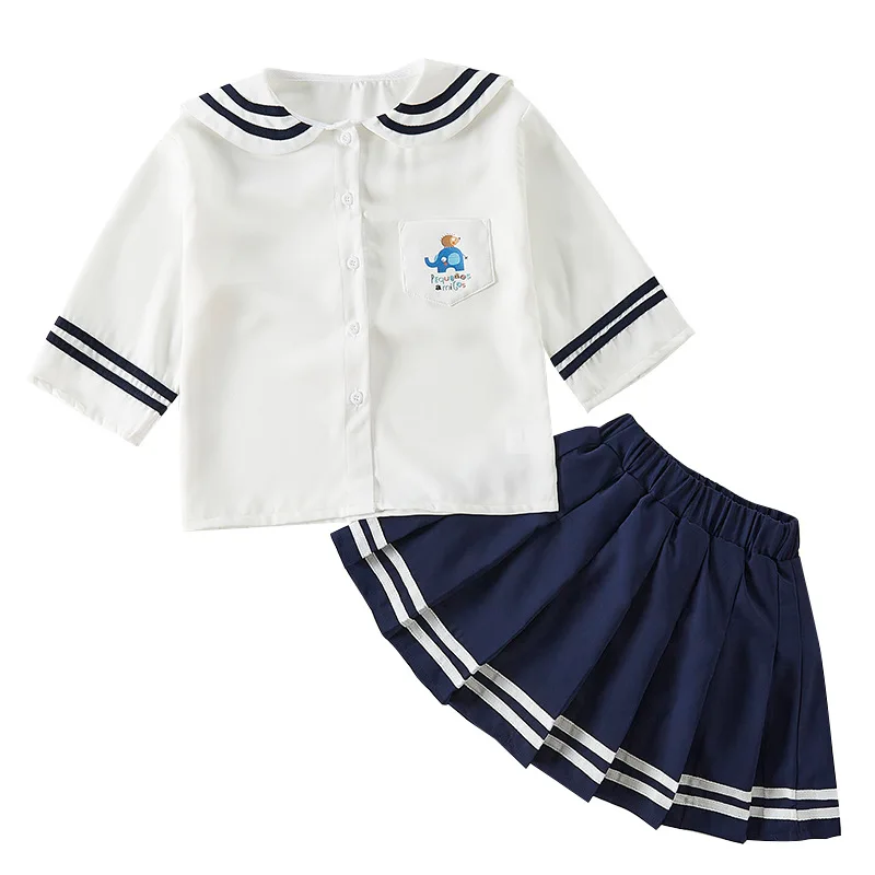 

Children suit the new summer 2021 cuhk children's college wind JK two-piece girl with short sleeves shirt skirt suit