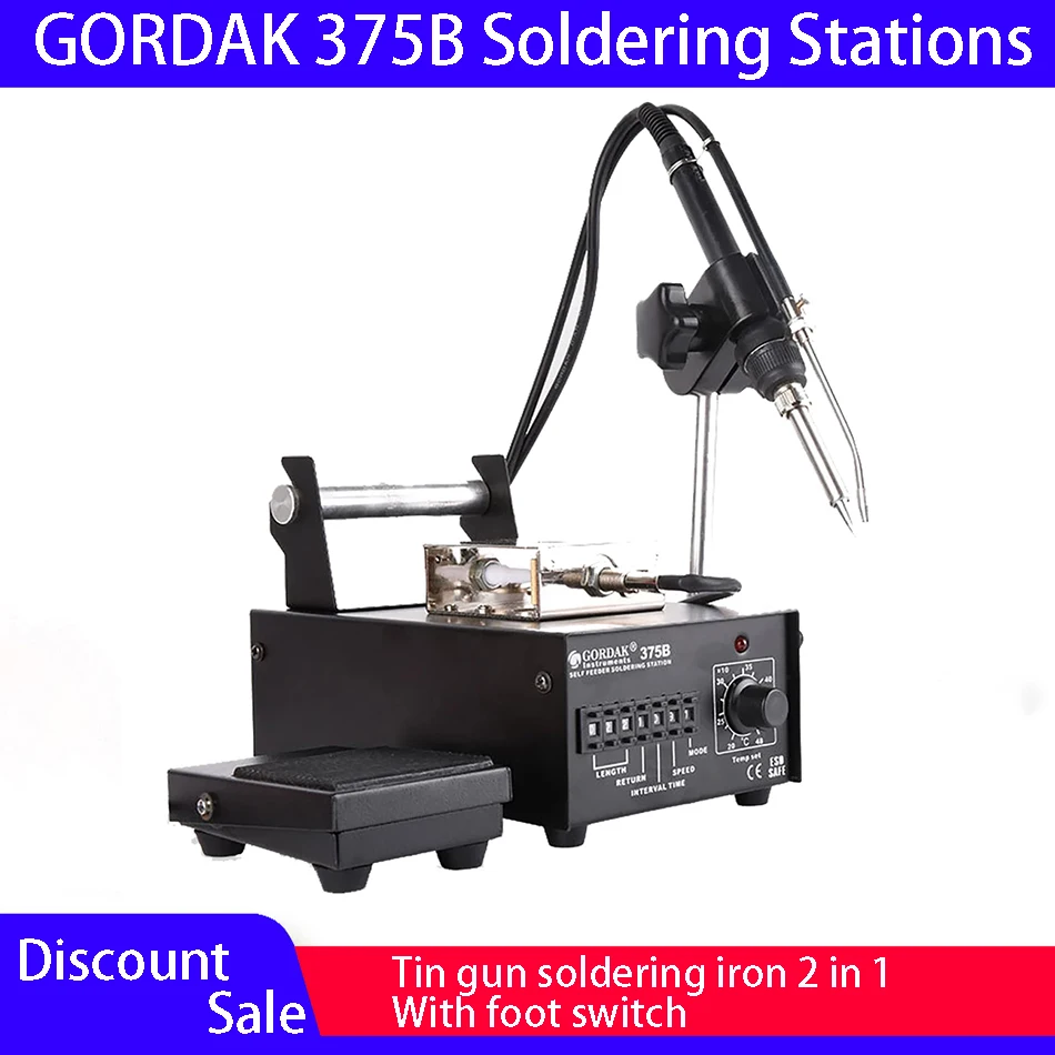 GORDAK 375B Intelligent Tin Extractor Automatic Transmission Tin Delivery Soldering Iron Soldering Station Tool With Foot Switch