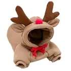 Модные толстовки для собак креативная зимняя теплая одежда для щенков и котят с оленьими рогами одежда с капюшоном для маленьких собак чихуахуа на Рождество