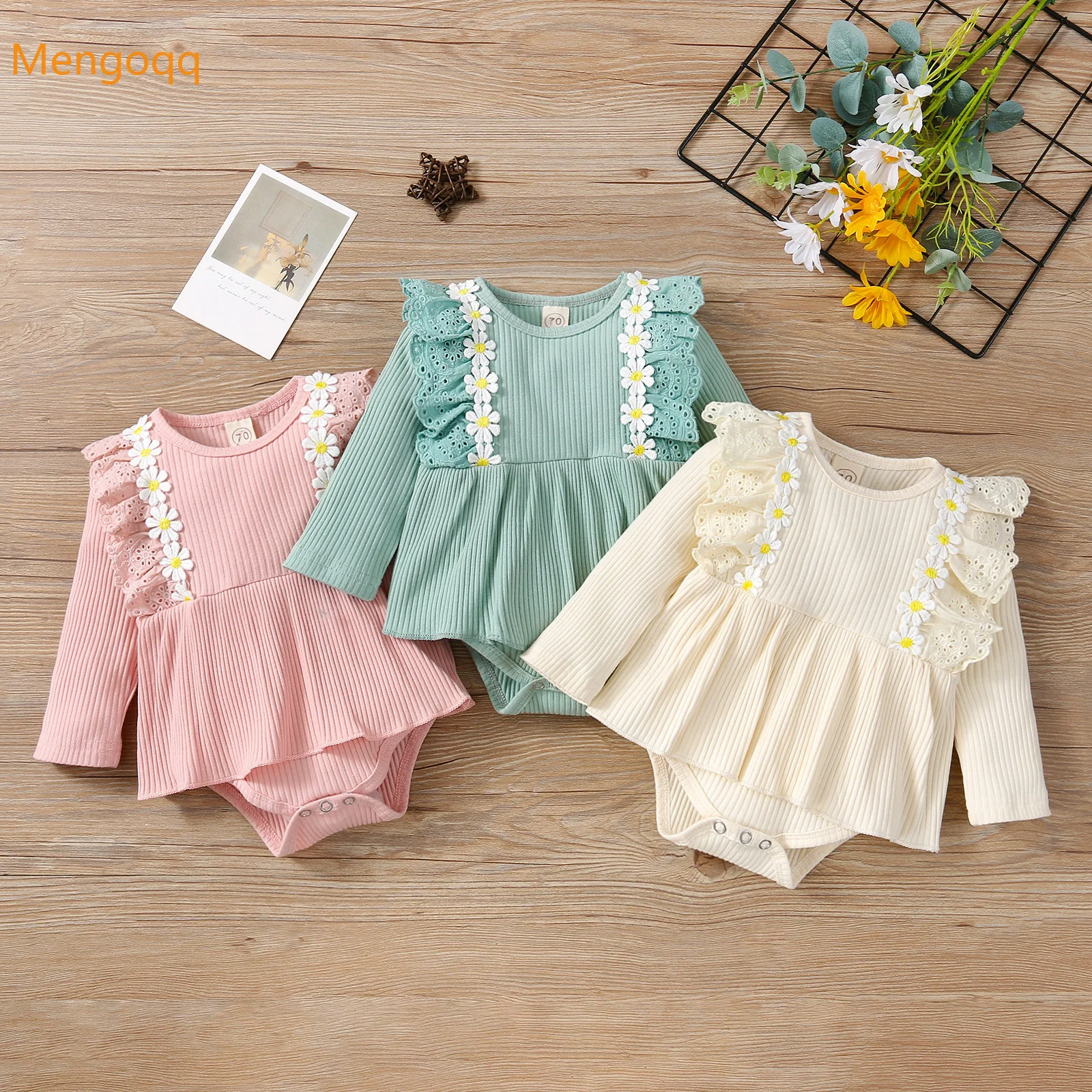 

Newborn Baby Girls Long Sleeve Ruched Outfits Toddler Kids Jumpsuits Casual Sunsuit Infant Bodysuits 0-24M