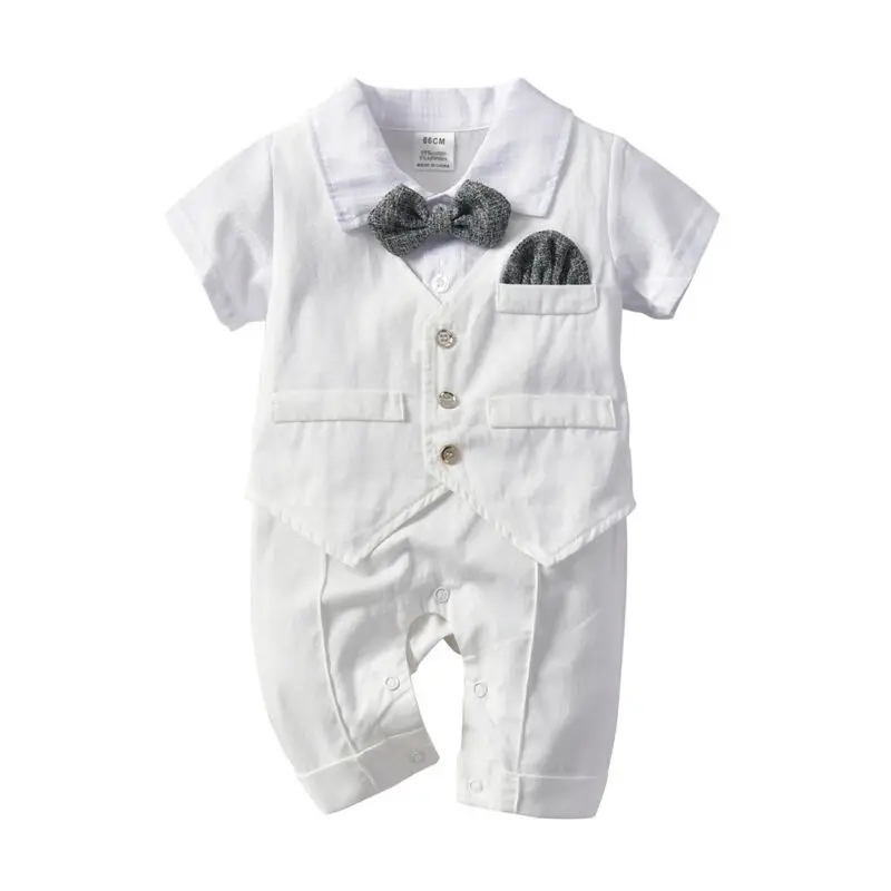 

Newborn Baby Boy Clothes Short Sleeve Romper Gentleman Bowtie Jumpsuit Party Outfits Set Toddler Clothing for 0-24Months