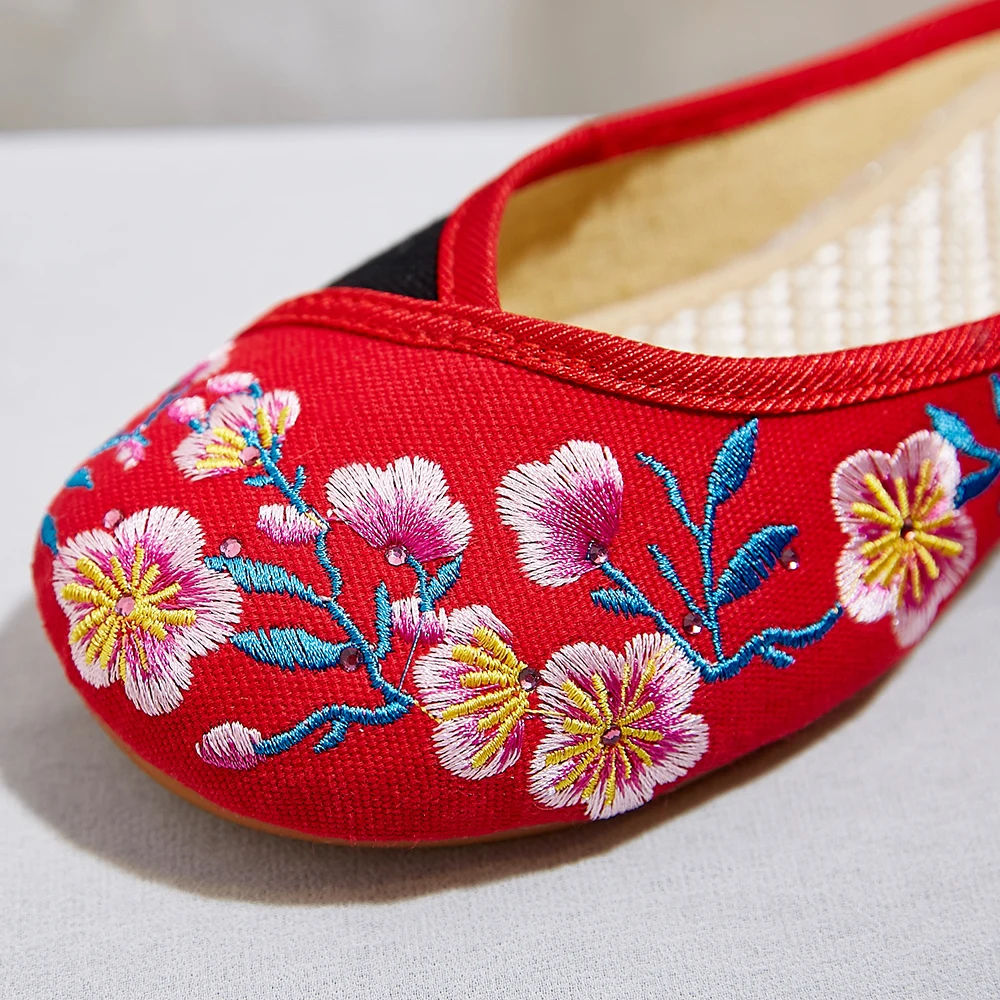 Veowalk винтажные крошечные бриллианты вышитая тапочка женские холщовые тапочки на