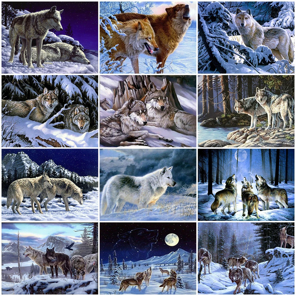 

Evershine Full Square Round Diamond Painting Wolf 5D DIY Diamond Embroidery Sale Animal Cross Stitch Mosaic Rhinestones Art