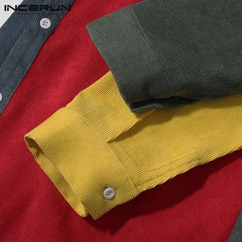 

Fashion Men Patchwork Shirt Brand Long Sleeve Turn Down Collar Button Tops Spring Streetwear Casual Camisas Hombre S-3XL INCERUN