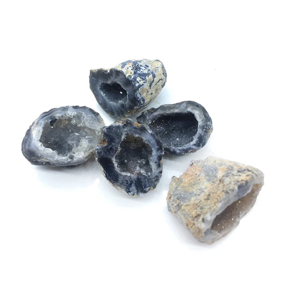 Случайный Природный Agate фрагмент жеоды Drusy Raw камень кварц Кристалл Cluster
