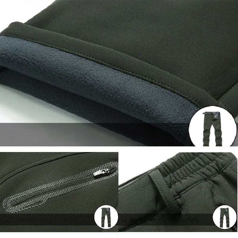 Мужские зимние теплые брюки карго зеленые длинные флисовые брюки|cargo pants|military