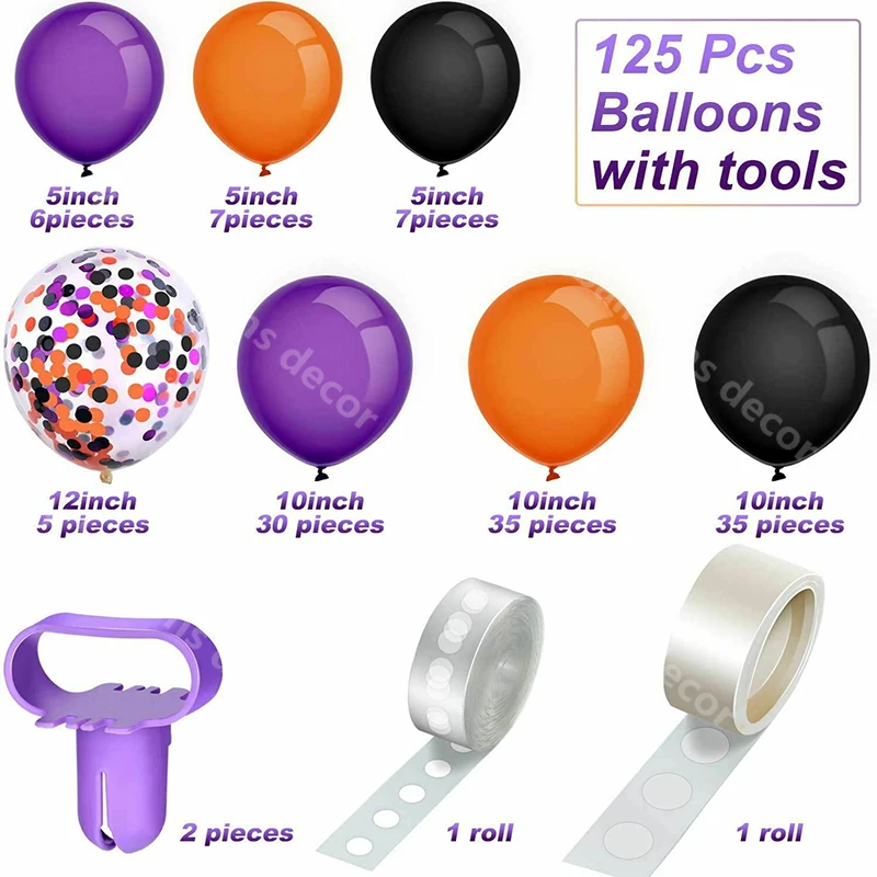 2021 DIY воздушный шар на Хэллоуин Гирлянда арочный комплект Цвет черный оранжевый