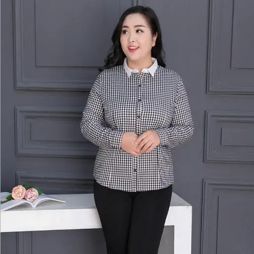 Модные женские туфли блузки и рубашки 2020 Для женщин в клетку с длинным рукавом