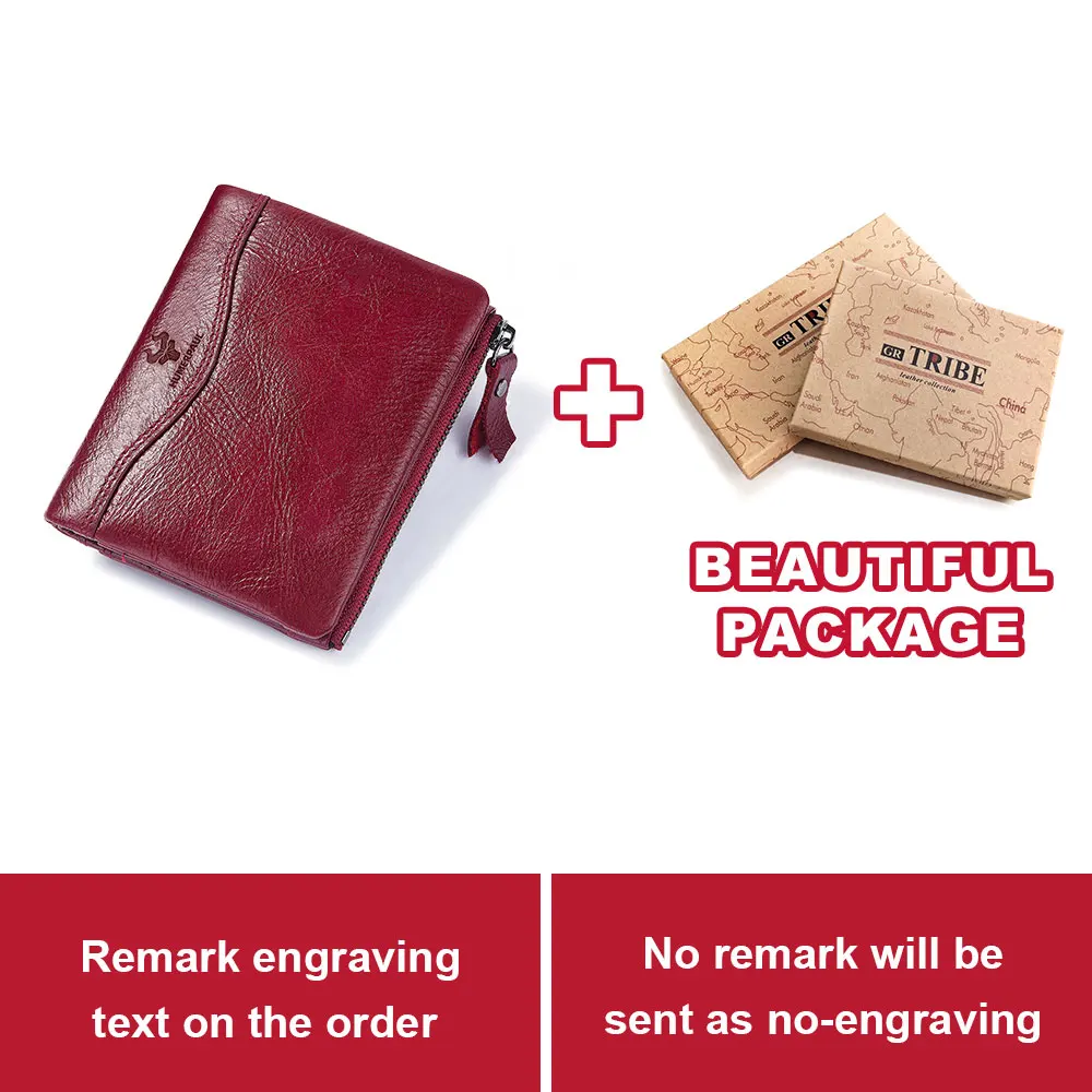 Red BOX Гравировка, мужской кошелек из натуральной кожи, кошелек для монет, Мужской винтажный маленький держатель для карт, зажим для денег, сумка на молнии, мягкая - Цвет: Red BOX